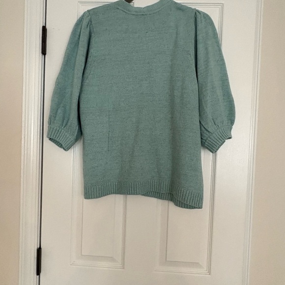 NWT J. Jill Cardigan 3/4 Puff Sleeve Size Large Seafoam Green Blue 
LCITHTRMLT - Picture 2 of 3